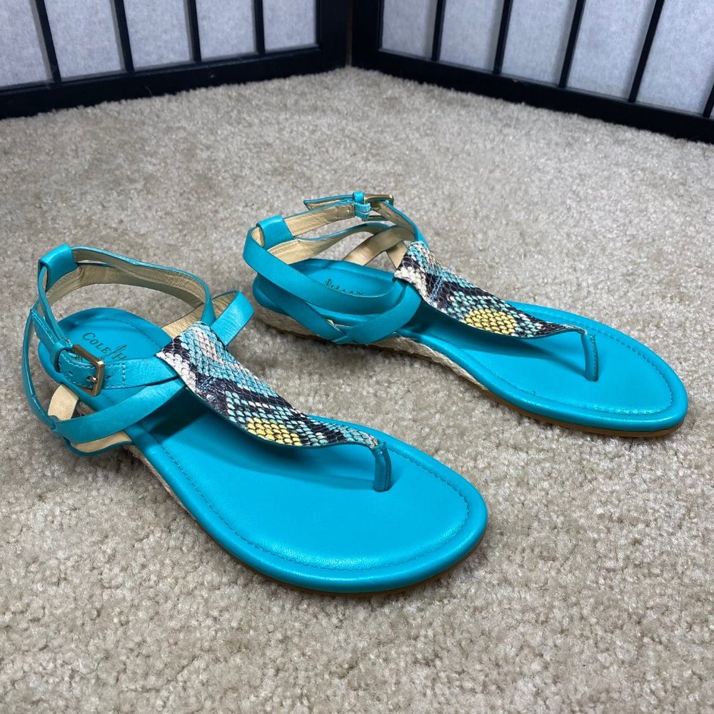 Cole Haan T-Strap Sandal Snake Print Thong 7 - Picture 2 of 9